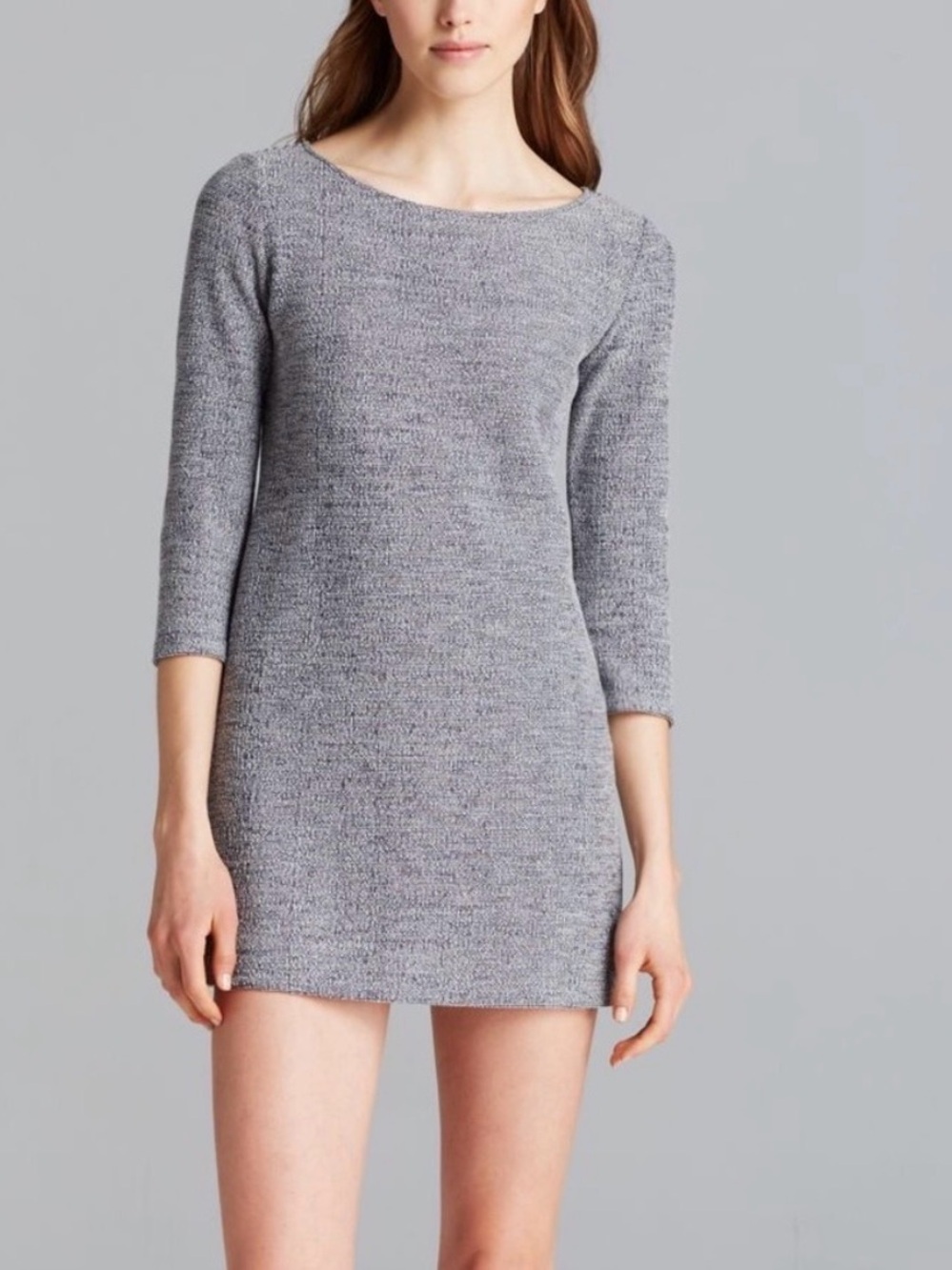 Theory Mimi H Plentiful Gray Knit Shift Mini Dress SP Made in USA